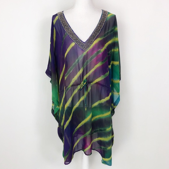 Other - NWOT Multicolor Stripes Swimsuit Coverup